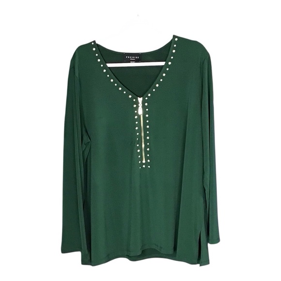 Premise Tops - Green Studded Women's Top by Premise size 1X